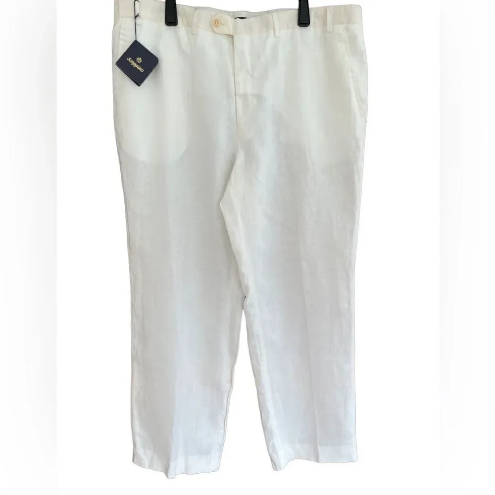 New with tags Scappino white linen trousers size 42.